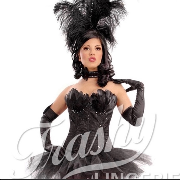 NWOT TRASHY LINGERIE LA BLACK SWAN BIRD FEATH BLACK CORSET COSPLAY 32D BODYCON - Picture 4 of 16
